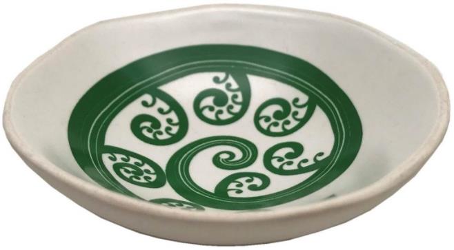 Jo Luping Small Bowl - Fern Frond (Green on White)