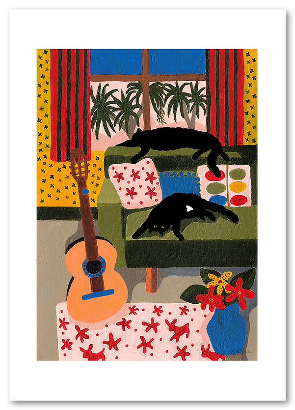 Kate Cowan Art Print - Couch Cats