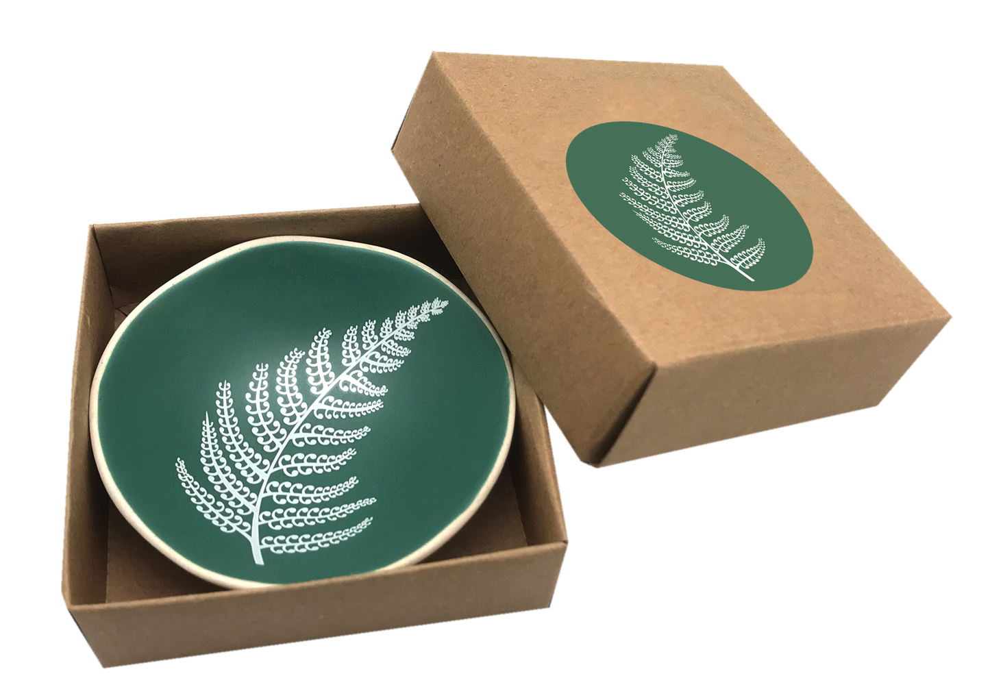 Jo Luping Small Bowl - Fern (White on Green)