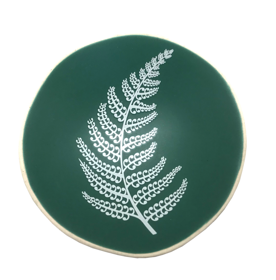 Jo Luping Small Bowl - Fern (White on Green)