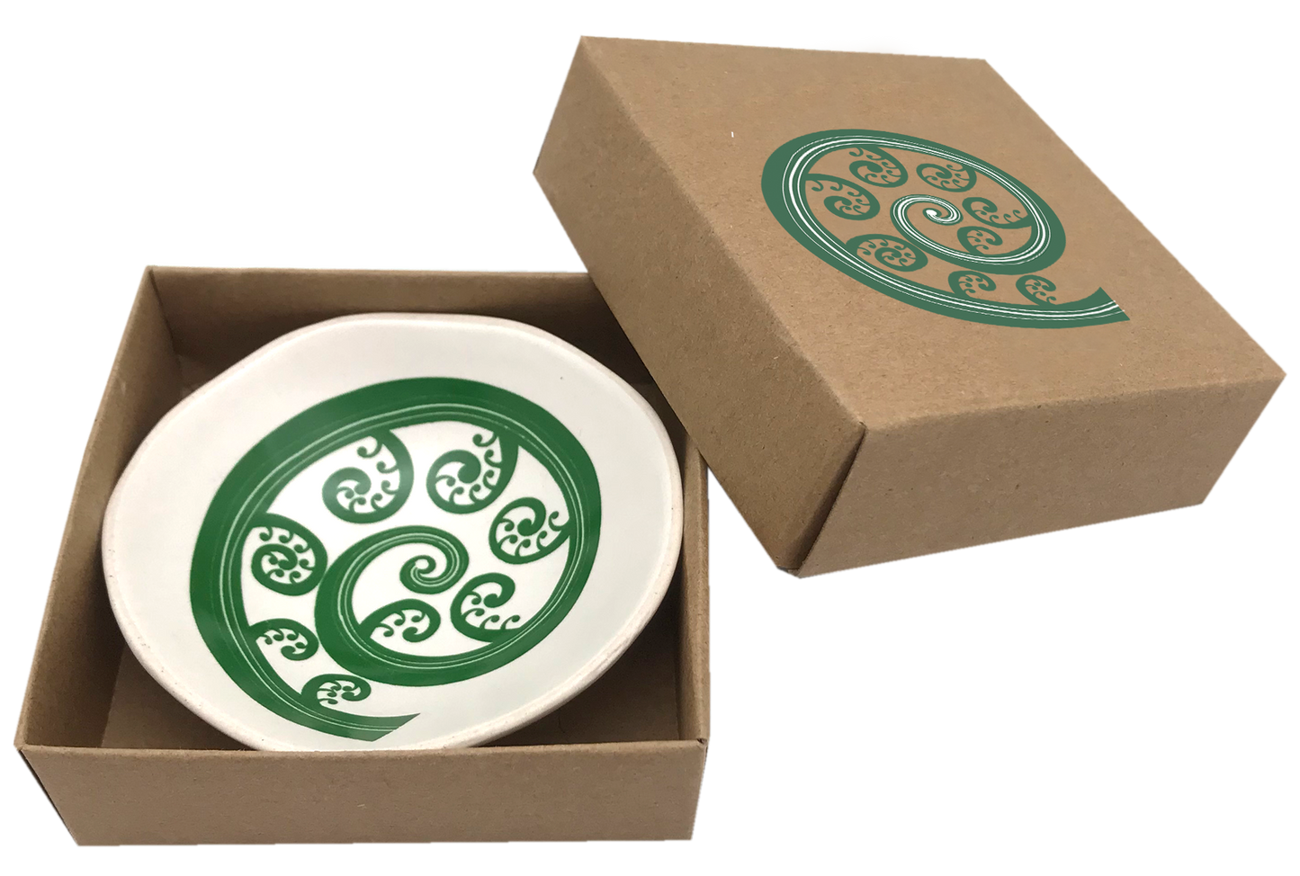 Jo Luping Small Bowl - Fern Frond (Green on White)