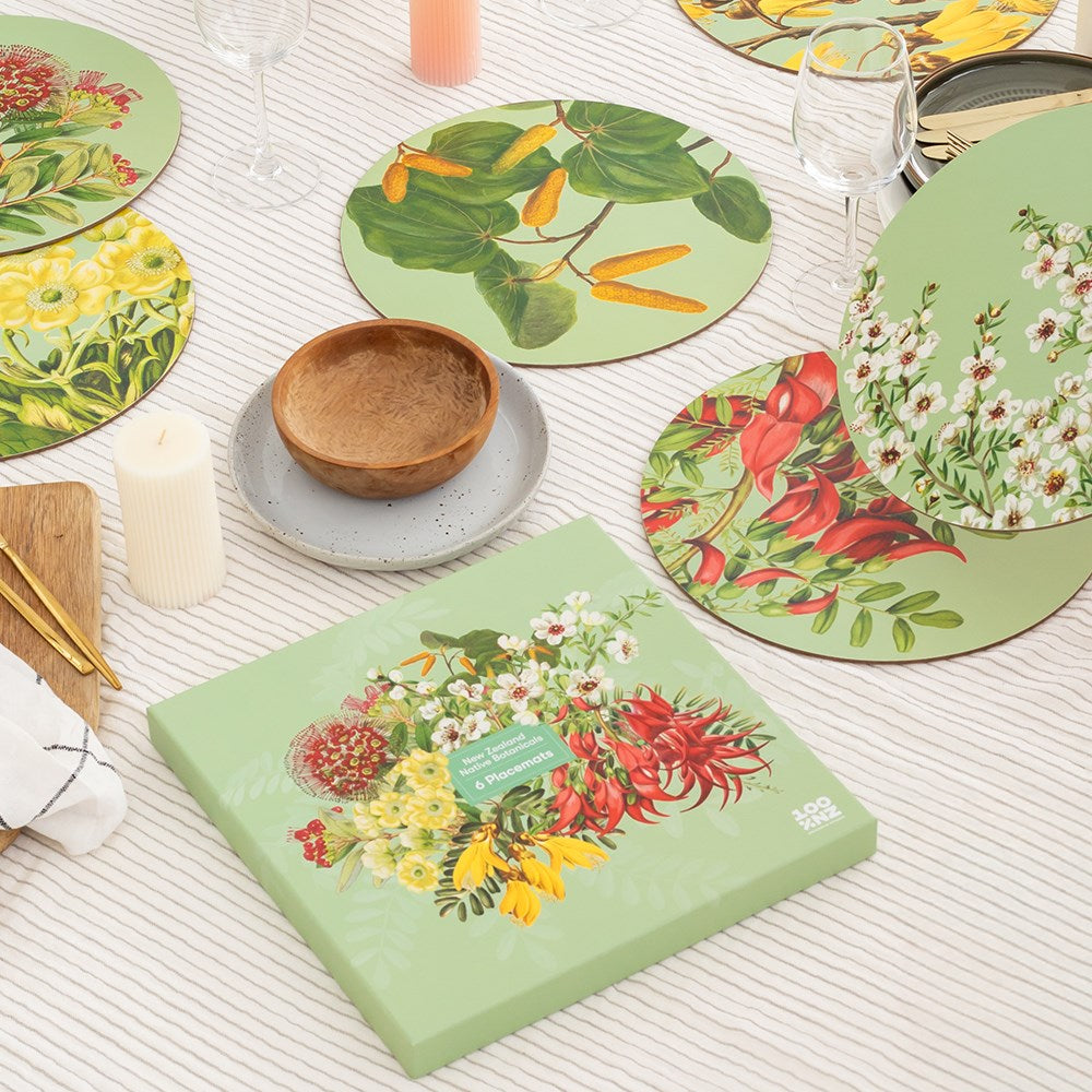Native NZ Botanical Placemats Set 6