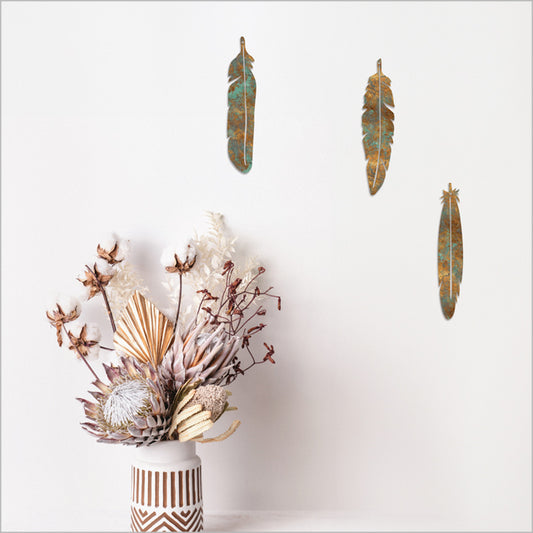 Pop Out Wall Art - Copper Patina Feathers