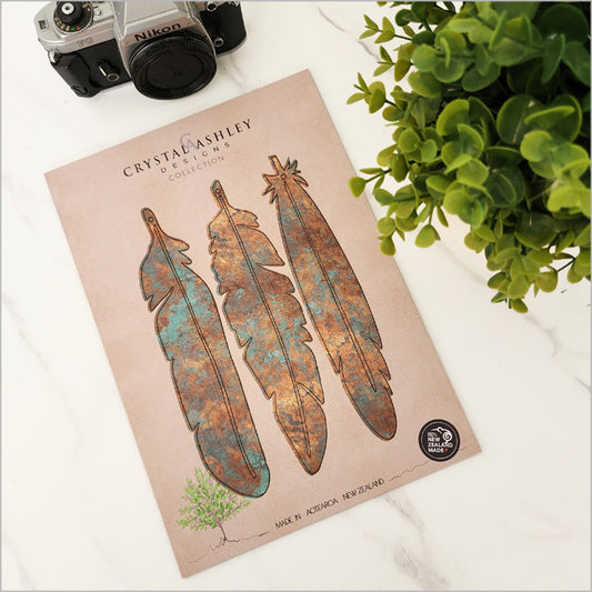 Pop Out Wall Art - Copper Patina Feathers