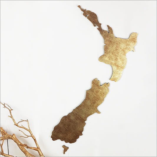 New Zealand Wall Art - Antique Gold