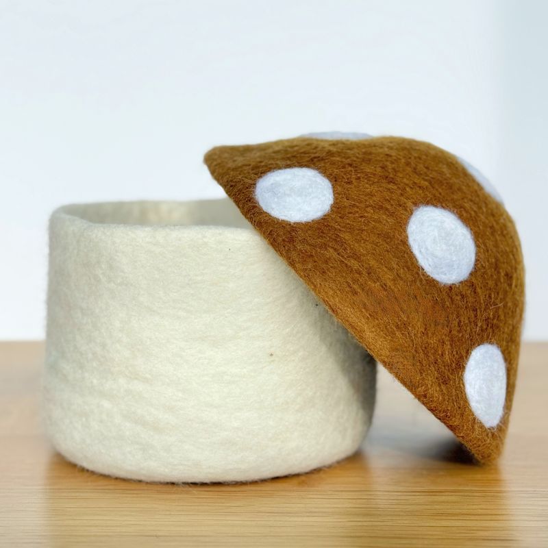 Felt Toadstool Trinket Box - Ochre (Large)
