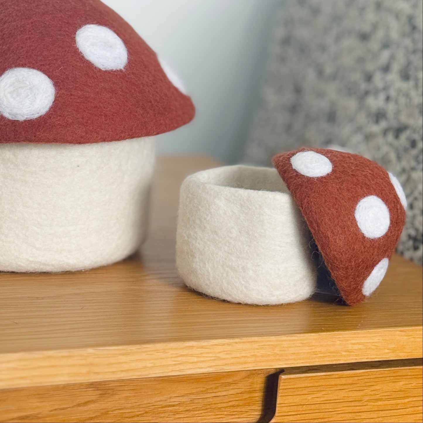 Felt Toadstool Trinket Box - Mini Rust