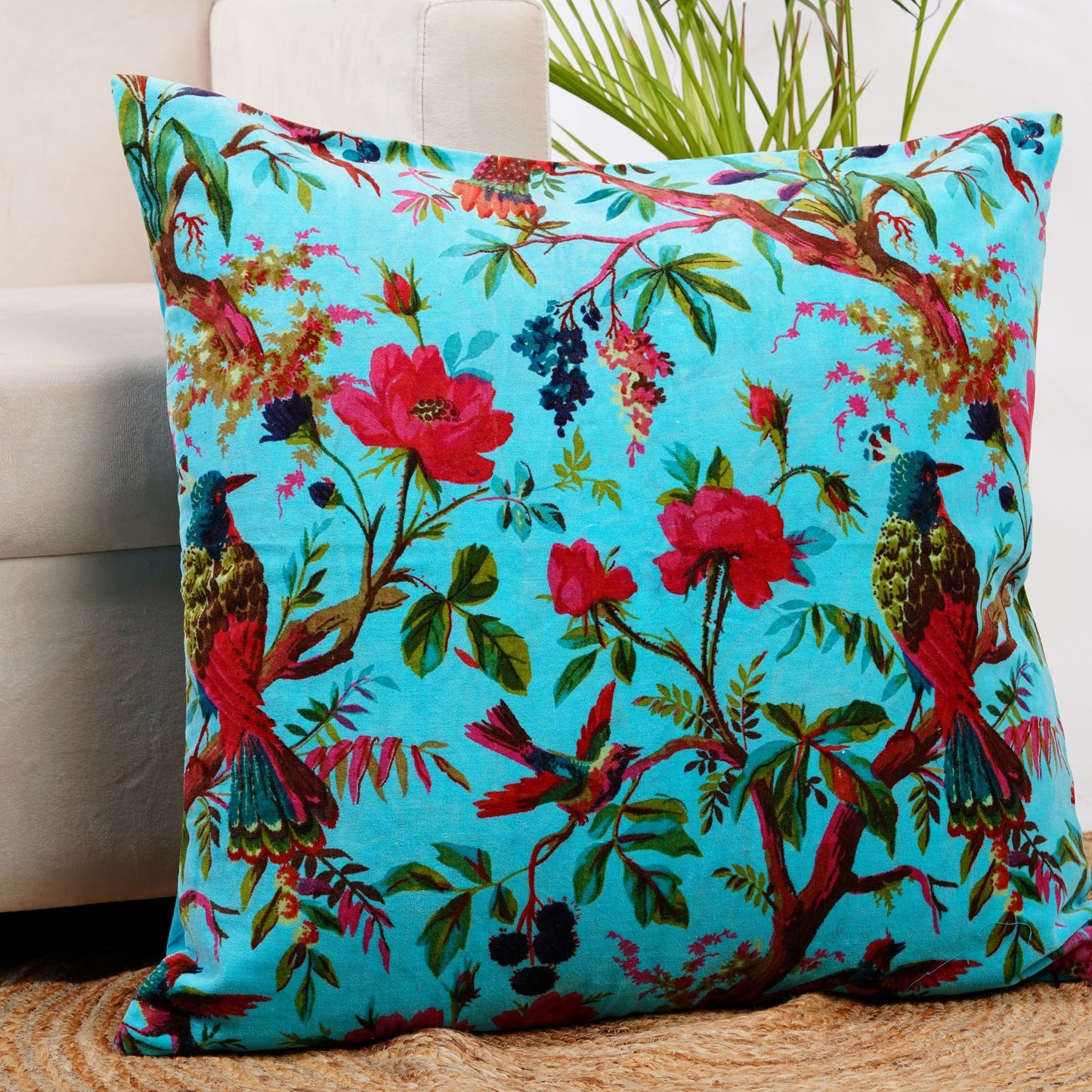 Bird of Paradise Cushion Cover - Sky Blue
