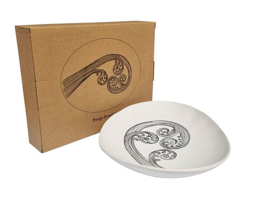 Jo Luping Large Bowl - Ponga Frond (White)