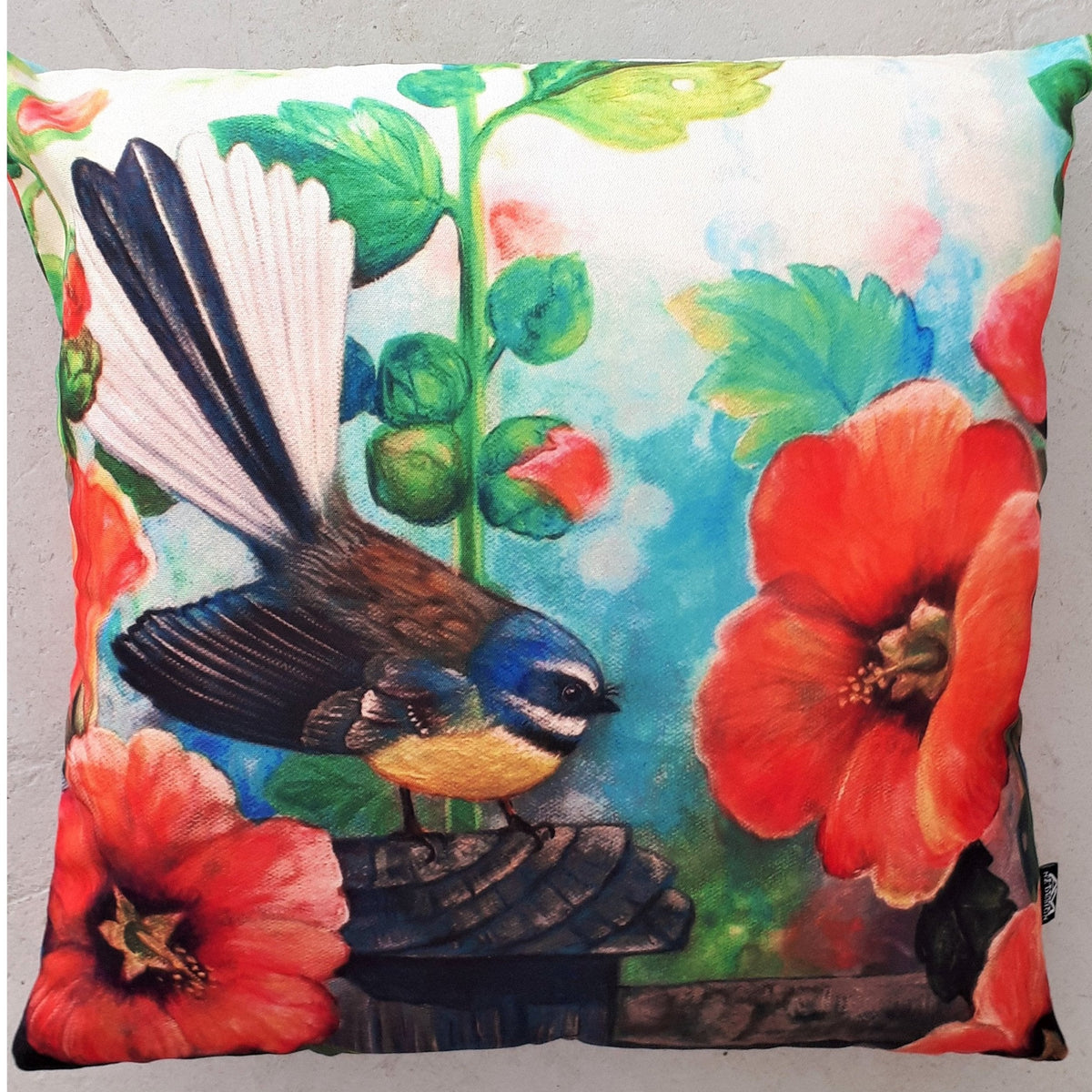 Cushion Cover Fantail Hollyhocks Lava Gallery NZ