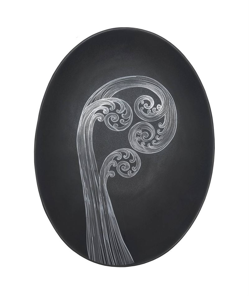 Jo Luping Large Bowl - Ponga Frond (Black)