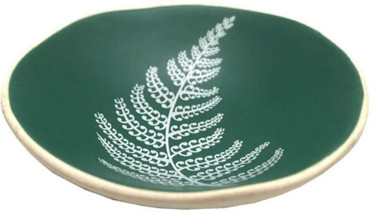 Jo Luping Small Bowl - Fern (White on Green)