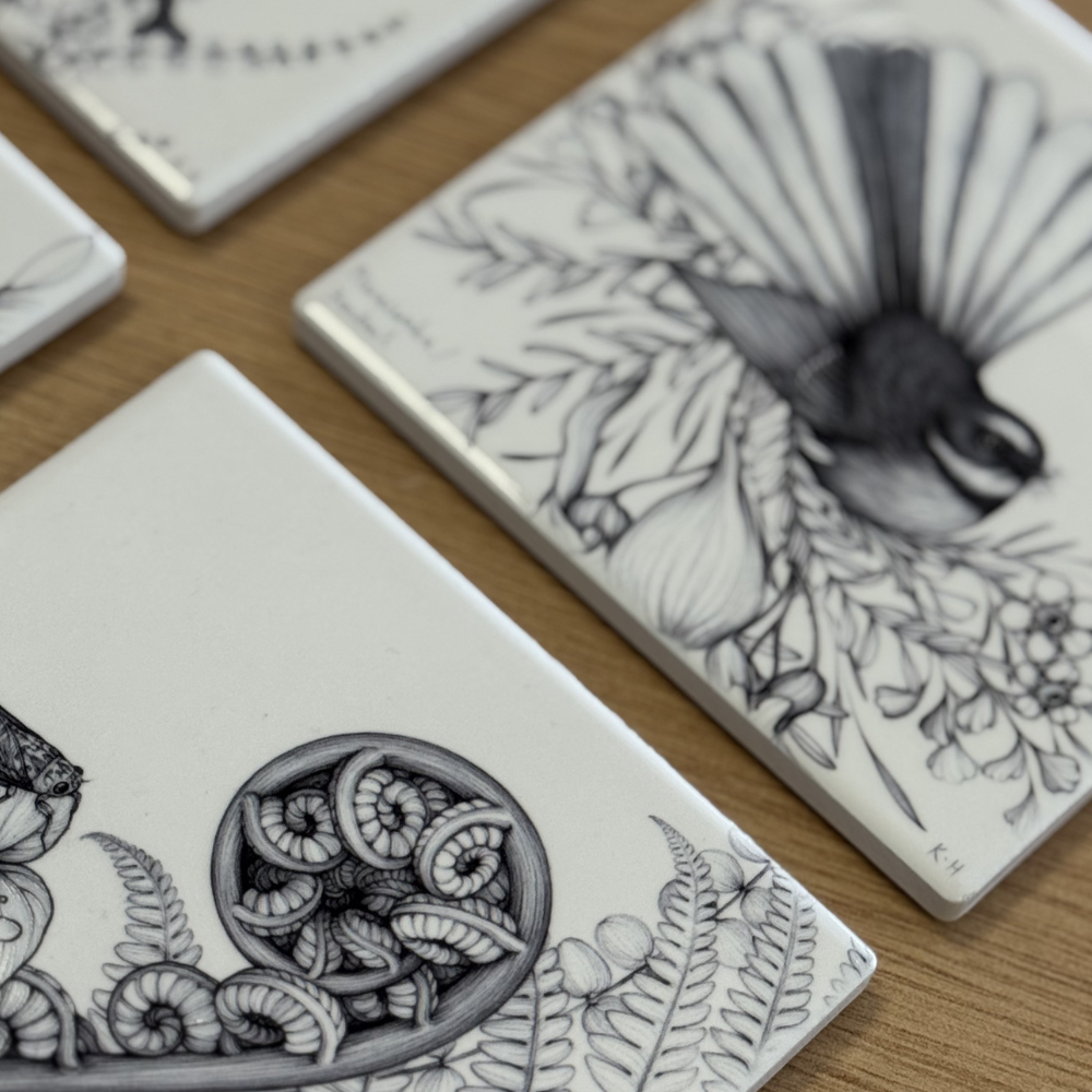 Ceramic Coaster - Pīwakawaka (Katy Hayward)