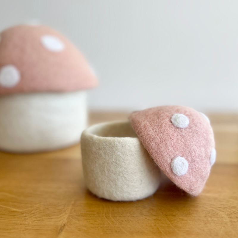 Felt Toadstool Trinket Box - Mini Blush Pink