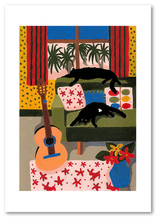 Kate Cowan Art Print - Couch Cats
