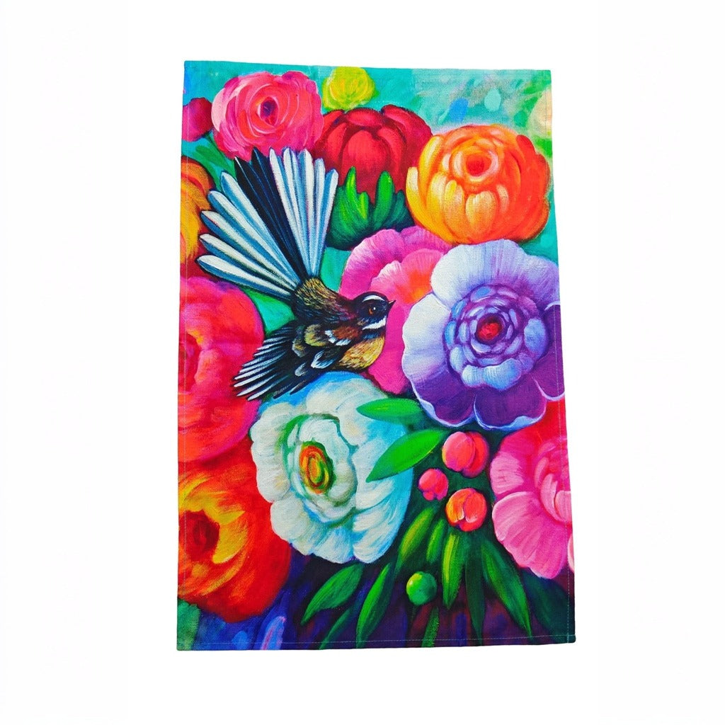 Tea Towel - Fantail in Flowers (Irina Velman)