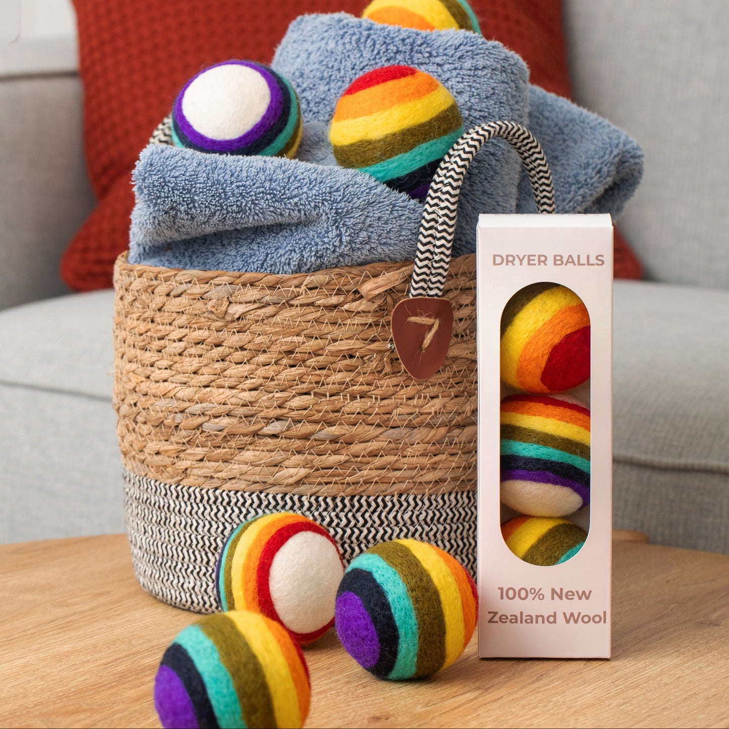 NZ Wool Dryer Balls (3 Pack) - Rainbow
