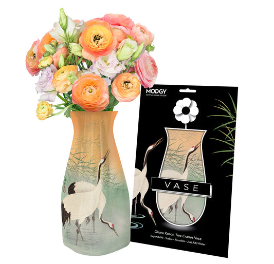 Expandable Flower Vase - Two Cranes (Ohara Koson)
