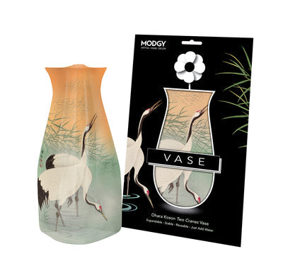 Expandable Flower Vase - Two Cranes (Ohara Koson)