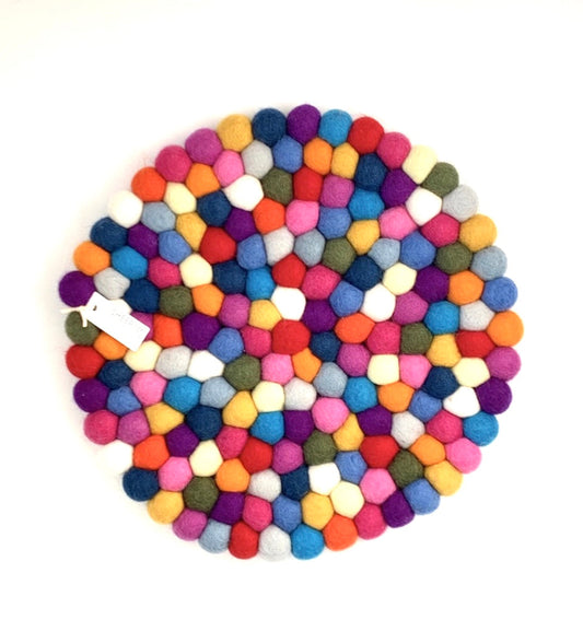 Felt Ball Pot Stand - Rainbow