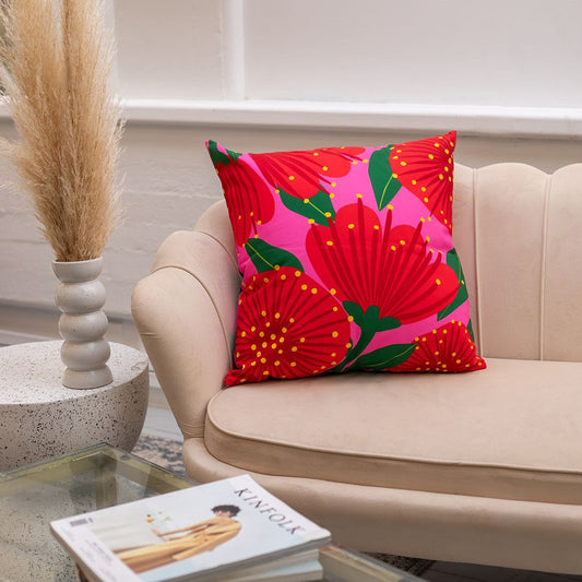 Cushion Cover - Pink Pōhutukawa