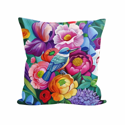 Cushion Cover - Floral Kingfisher