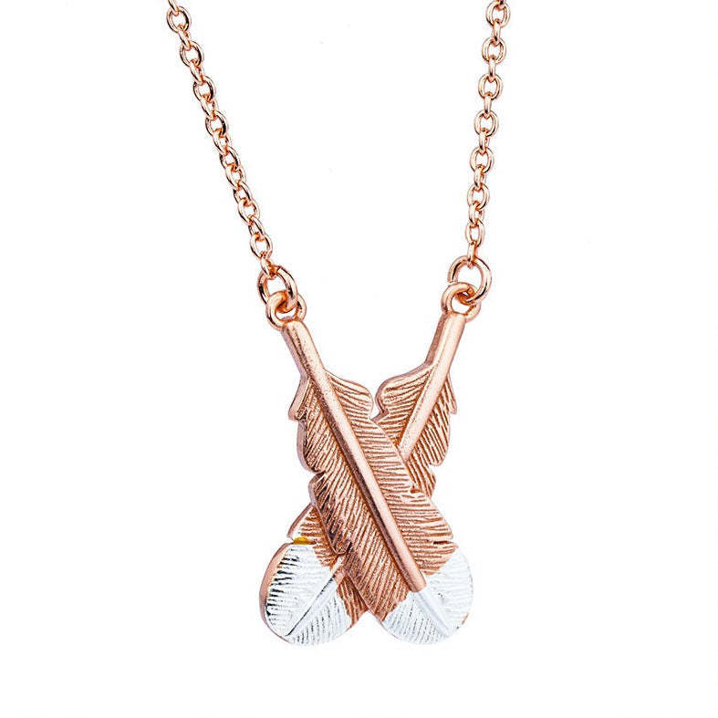 Little Taonga - Rose Gold Huia Feather Necklace