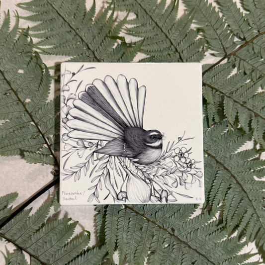 Ceramic Coaster - Pīwakawaka (Katy Hayward)