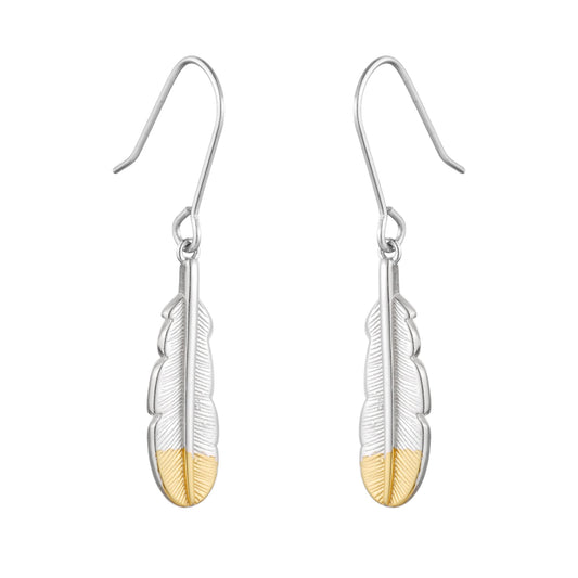 Little Taonga - Silver Huia Feather Earrings