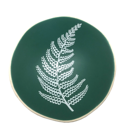 Jo Luping Small Bowl - Fern (White on Green)