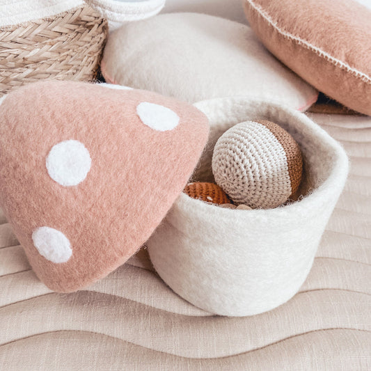 Felt Toadstool Trinket Box - Blush (Large)