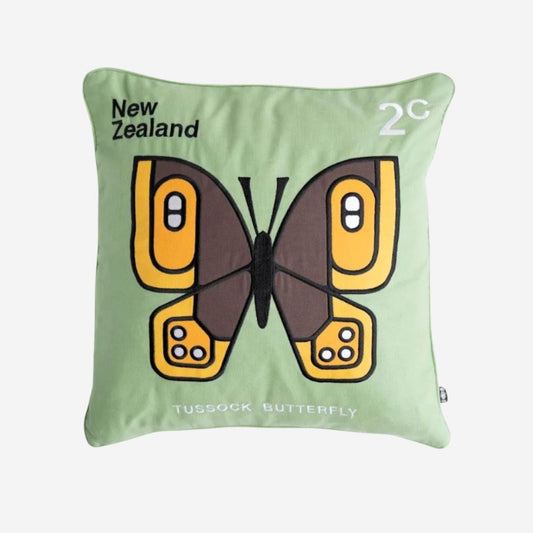 Retro Stamp Cushion Cover Tussock Butterfly