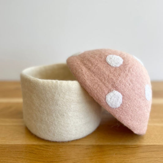 Felt Toadstool Trinket Box - Blush (Large)