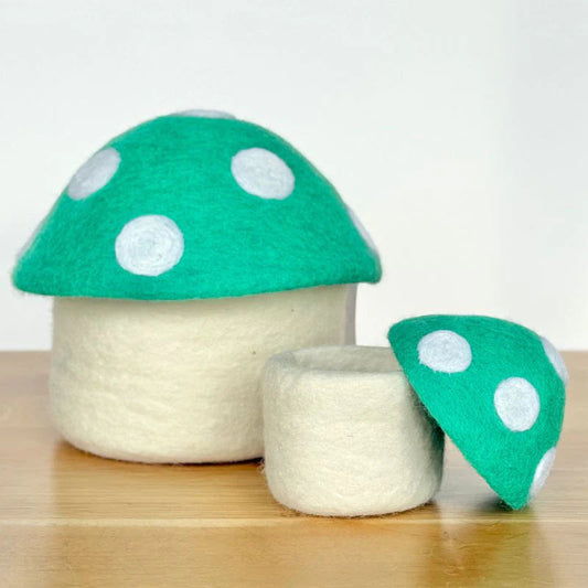 Felt Toadstool Trinket Box - Teal