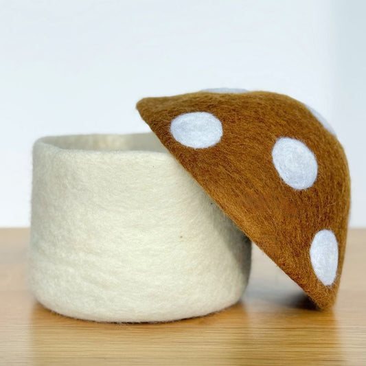 Felt Toadstool Trinket Box - Ochre (Large)
