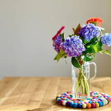 Felt Ball Pot Stand - Rainbow