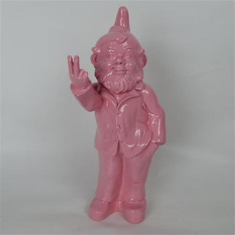 Gnome With Attitude - Pink with Two Fingers