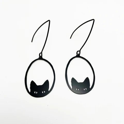 Earrings Black Cat Mini