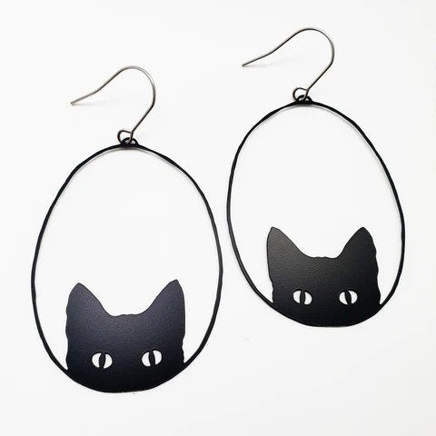 Earrings Black Cat Large