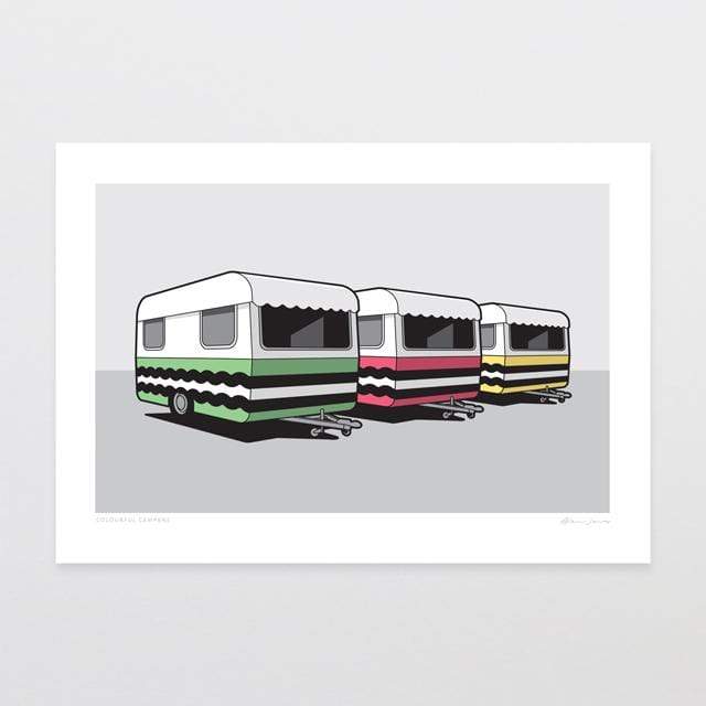 Glenn Jones Art Print - Colourful Campers