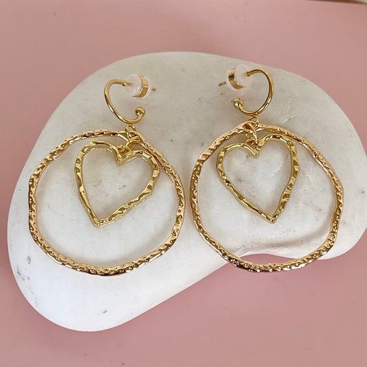 Penny Foggo Earrings - Textured Heart