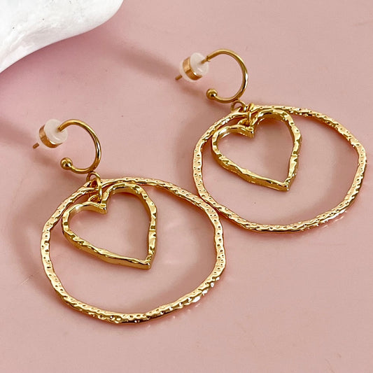 Penny Foggo Earrings - Textured Heart