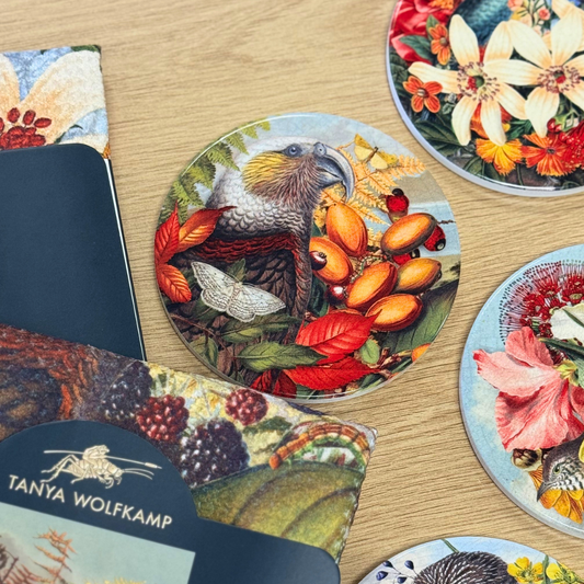 Ceramic Coaster - Kākā (Tanya Wolfkamp)