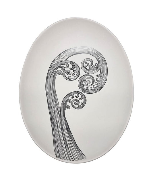 Jo Luping Large Bowl - Ponga Frond (White)
