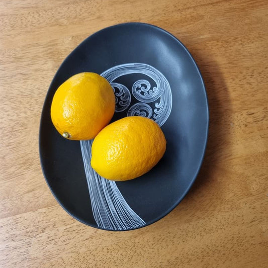 Jo Luping Large Bowl - Ponga Frond (Black)