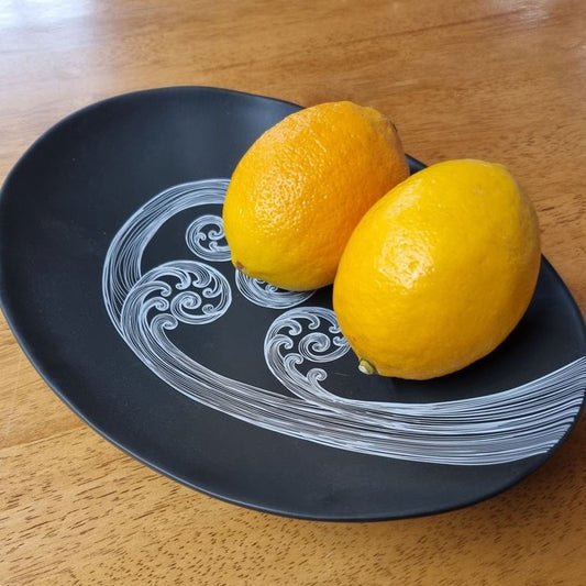 Jo Luping Large Bowl - Ponga Frond (Black)