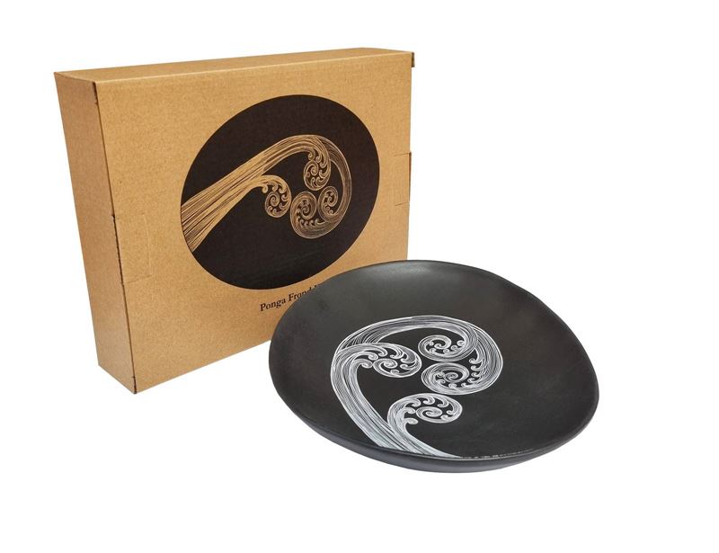 Jo Luping Large Bowl - Ponga Frond (Black)