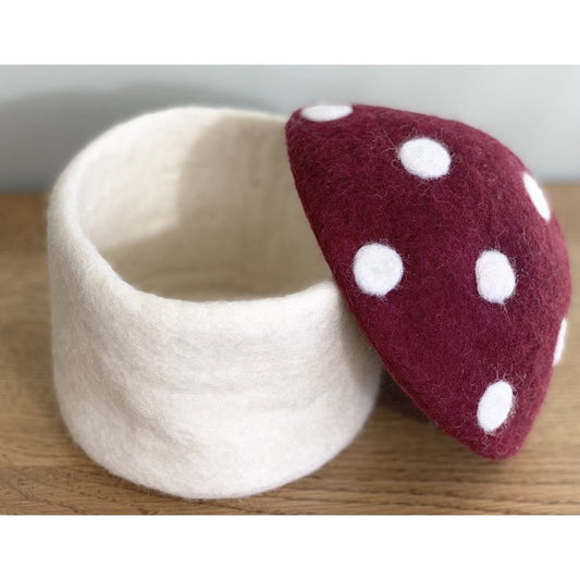 Felt Toadstool Trinket Box - Burgundy (Large)