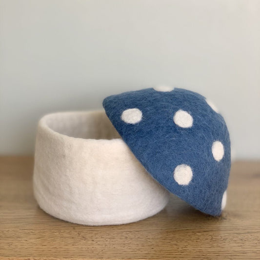 Felt Toadstool Trinket Box - Peacock (Large)