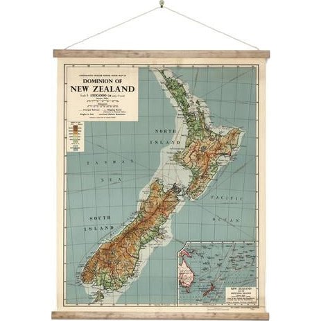 Canvas Wall Chart - NZ Dominion Retro Map
